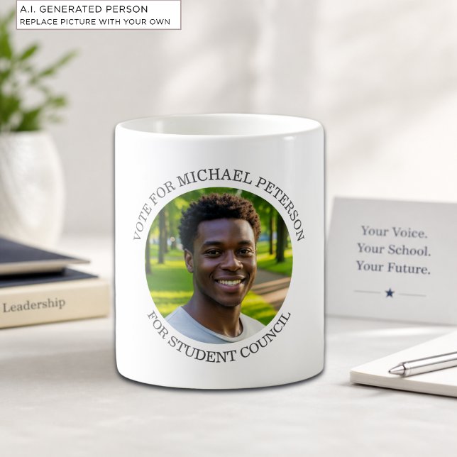 Caneca De Café Adicione Sua Própria Foto e Título da Campanha Ele (Criador carregado)