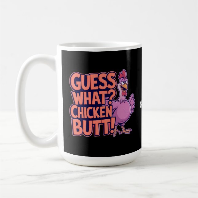 Caneca De Café Adivinha? Bunda de Frango! Design Divertido  (Esquerda)