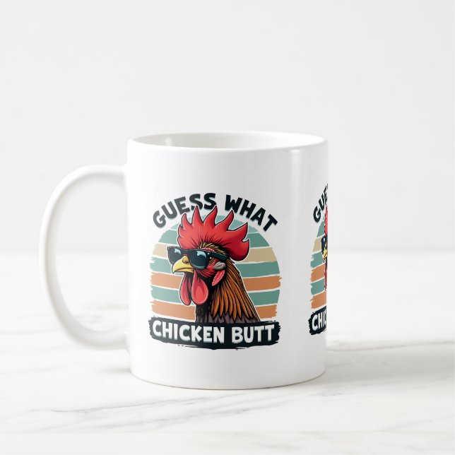 Caneca De Café Adivinha Que Bumbum De Frango Engraçado Rooster (Esquerda)