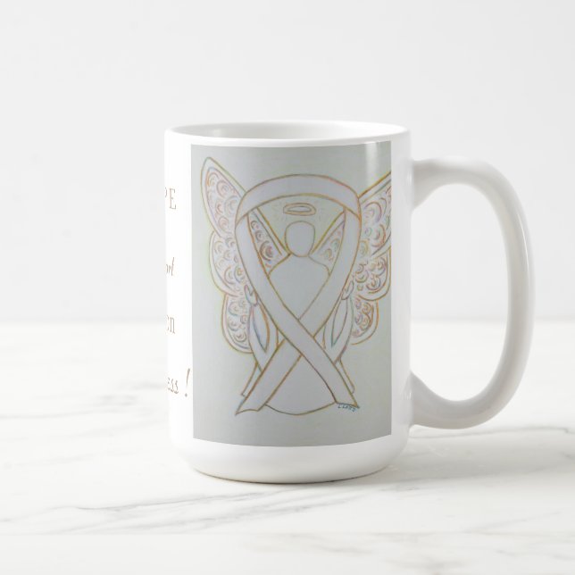 Caneca De Café Adoção Sensibilização Fita Branca Angel Mug (Direita)