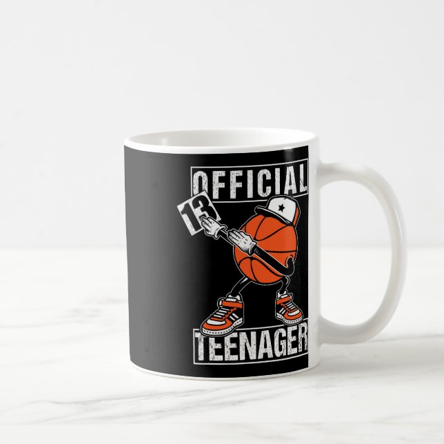 Caneca De Café Adolescente Oficial 13 Birthday Boy Fun Bysketbyll (Direita)