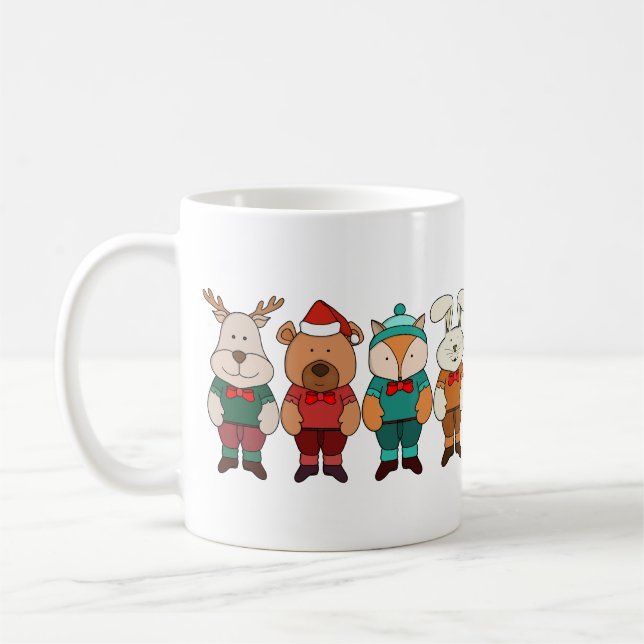 Caneca De Café Adorable animals ready for winter (Esquerda)