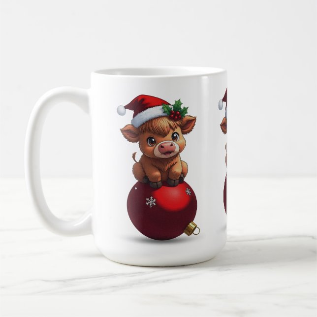 Caneca De Café adorable baby highland cow sitting (Esquerda)