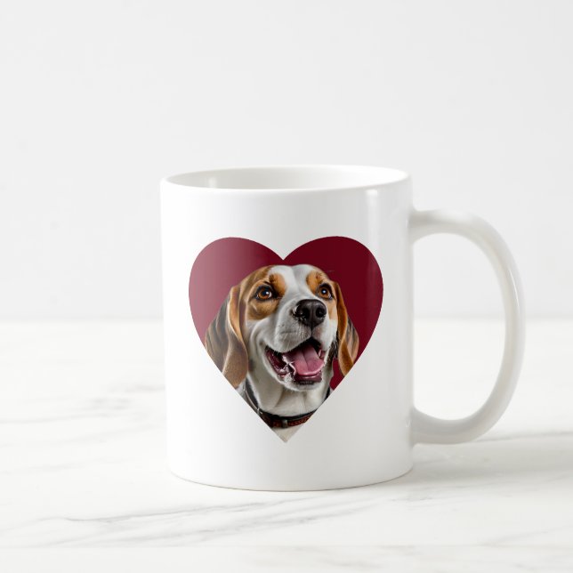 Caneca De Café Adorable Beagle in Heart Shape Design (Direita)