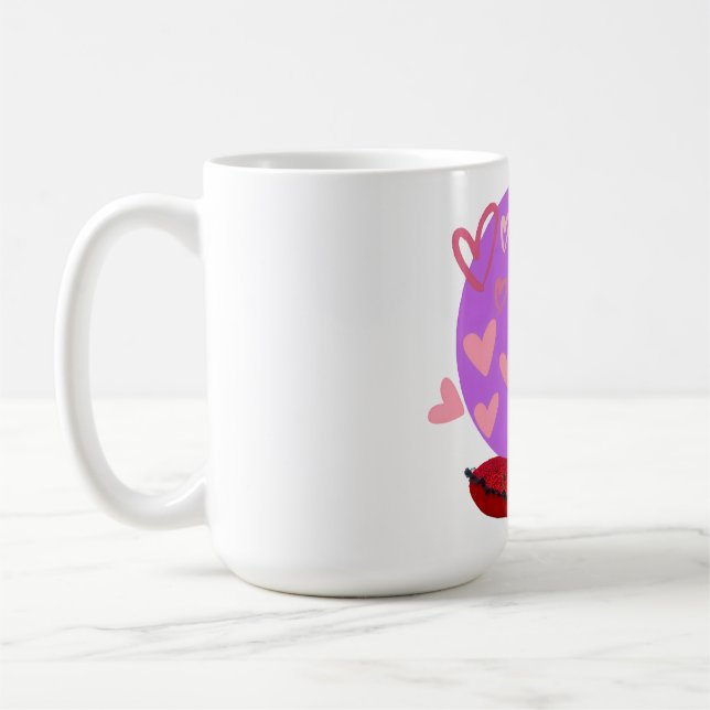 Caneca De Café Adorable frienchie puppy with hearts  (Esquerda)