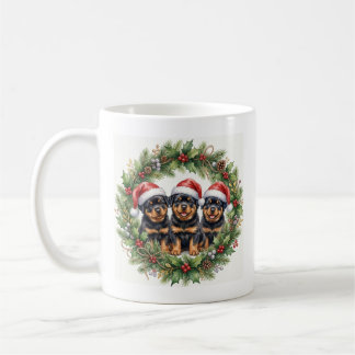 Caneca De Café Adorable Puppy Rottweilers Christmas Mug