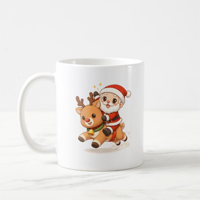 Caneca De Café Adorable Santa & Reindeer Christmas Mug (Esquerda)