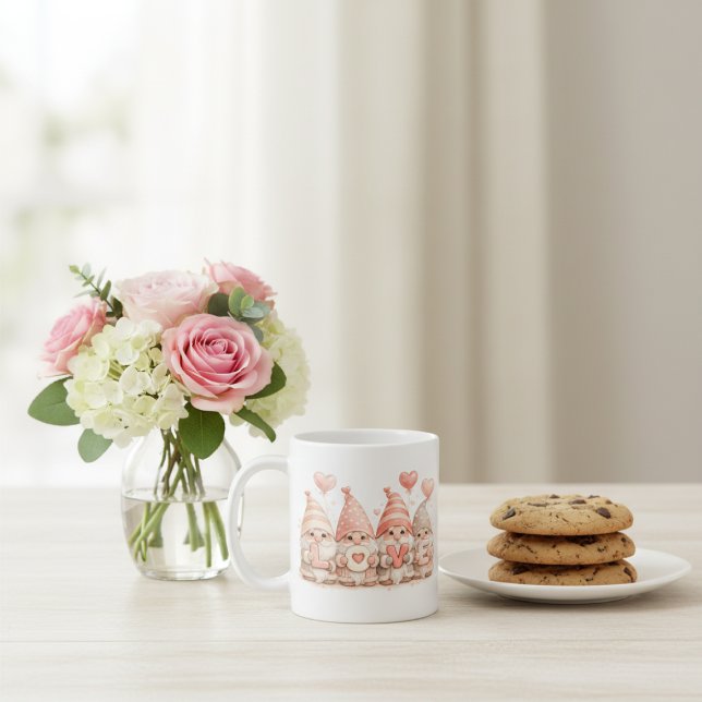 Caneca De Café Adorable Valentine Gnome LOVE Mug (Criador carregado)