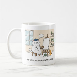 Caneca De Café Adorable White Cat Artist Block Kitten Muse Studio