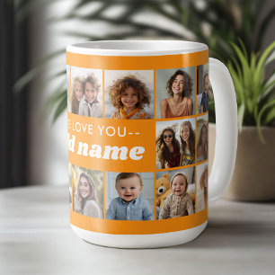Caneca De Café Adoramos que você adicione NOME - Colagem de Fotos