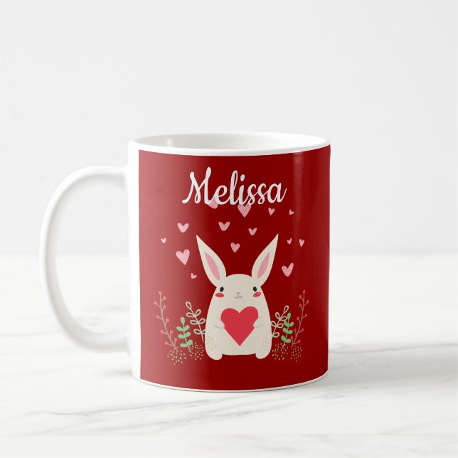Caneca De Café Adorando Snuggly Kawaii Bunny Personalizado (Esquerda)