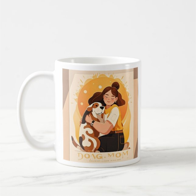 Caneca De Café Adorável abraço de garota e cachorro (Esquerda)