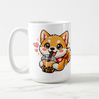 Caneca De Café Adorável Anime Shiba Inu Bebendo Chá de Bolha Kawa
