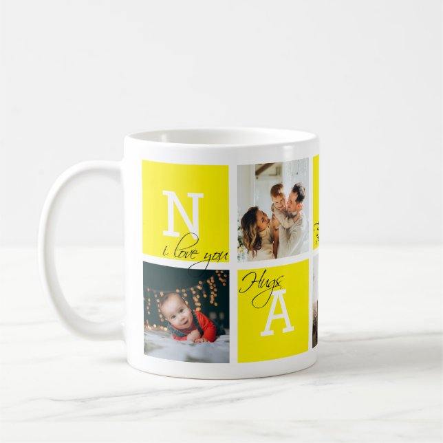 Caneca De Café Adorável Apreciação Nanny 5 Photo Collage Amarelo (Esquerda)