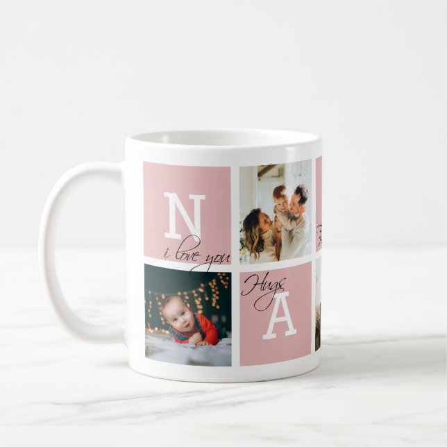 Caneca De Café Adorável Babá 5 Foto Vermelha Blush (Esquerda)