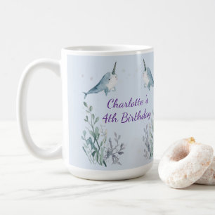 Caneca De Café Adorável Baleia Narval Gorda peixe Mar Sem Costura
