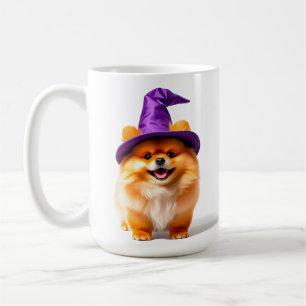 Caneca De Café Adorável cachorrinho Pomerânia usando um chapéu de