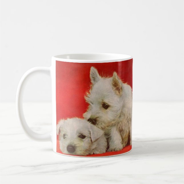 Caneca De Café adorável cachorrinhos escoceses (Esquerda)