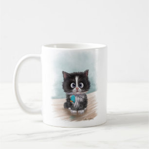 Caneca De Café Adorável desenho de gatinho de smoking