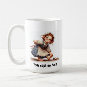 Caneca De Café Adorável Jovem Munchkin em Roupas Antigas