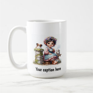 Caneca De Café Adorável Jovem Munchkin em Vintage Clothing