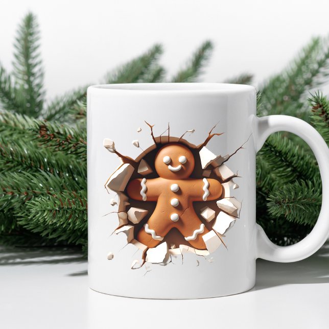 Caneca De Café Adorável Natal do Gingerpão 3D (Criador carregado)