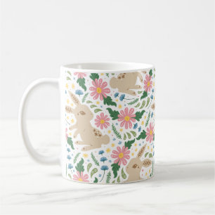 Caneca De Café adorável padrão de Coelho & Ovos de Páscoa