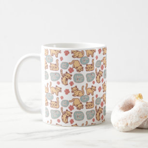 Caneca De Café Adorável padrão de repetição de gatinho gato