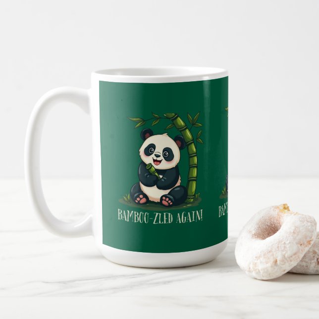 Caneca De Café Adorável Panda Hugging Bamboo - Cartoon Verde (Com Donut)