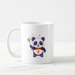 Caneca De Café adorável panda vestindo gravata amarela alaranjada