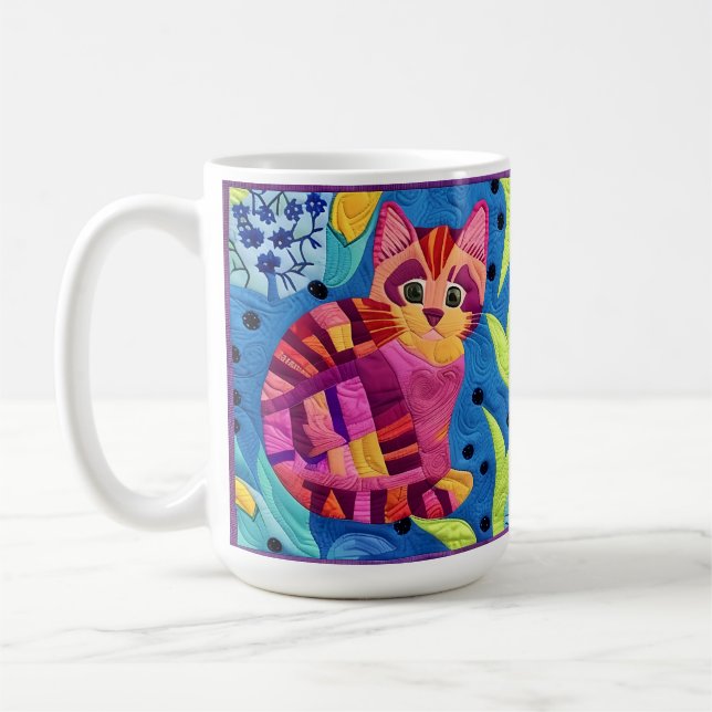 Caneca De Café Adorável Pequeno Gatinho Quilado Como Design (Esquerda)
