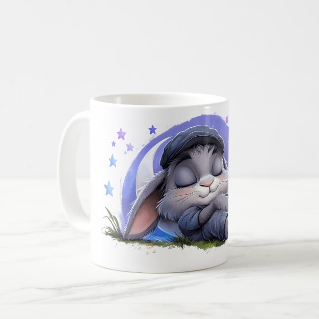 Caneca De Café Adorável Sleepy Bunny Mug (Frente Esquerda)