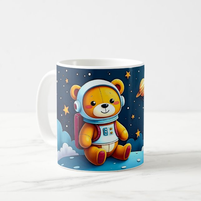 Caneca De Café Adorável Urso Espacial Teddy (Frente Esquerda)