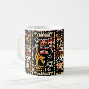Caneca De Café Adorno tradicional étnico africano, padrão tribal