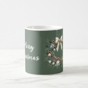 Caneca De Café Adornos de Pinhas com Arco Dourado para Coroa de N