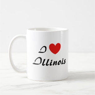 Caneca De Café Adoro a tipografia cardíaca de Illinois Mug de caf
