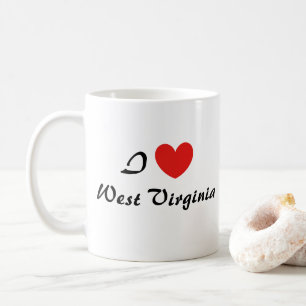 Caneca De Café Adoro a tipografia cardíaca de West Virginia Coffe