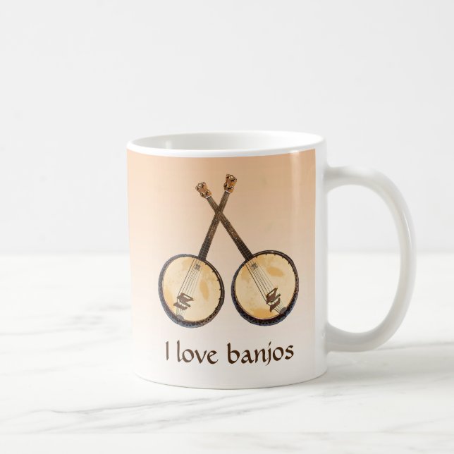 Caneca De Café Adoro Banjos Music Instruments Mug (Direita)