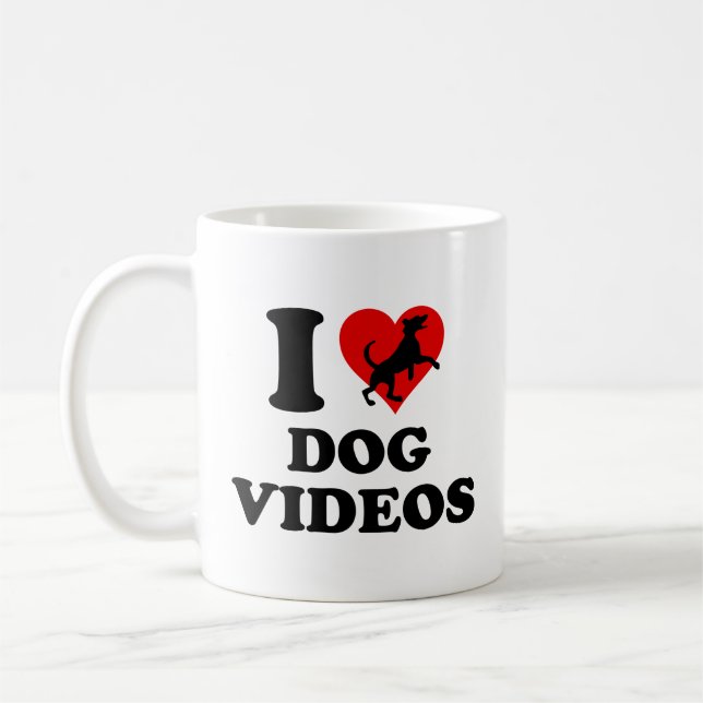Caneca De Café Adoro Cachorros Vídeos Café Mug (Esquerda)