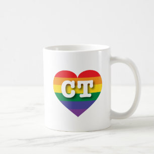 Caneca De Café Adoro Connecticut Rainbow Heart