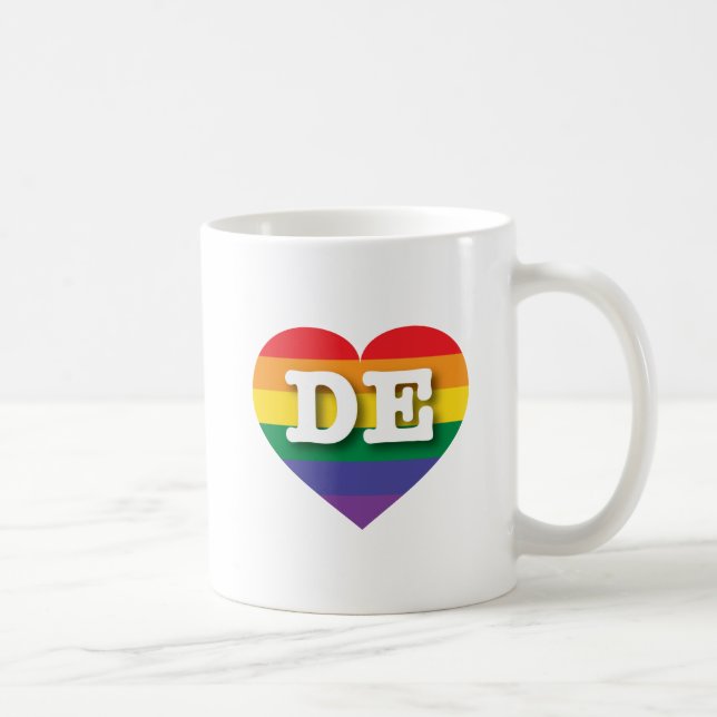 Caneca De Café Adoro Delaware Rainbow Heart (Direita)