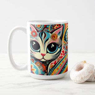 Caneca De Café Adoro Gatinhos Gato Arte Popular Mexicana Estilo T