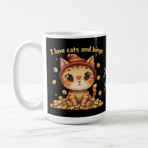 Caneca De Café Adoro Gatos e Bingo, Combo Perfeito Amor