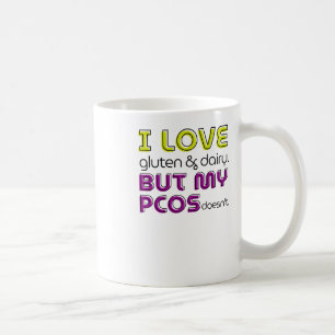 Caneca De Café Adoro Glúten e Leite, mas os meus Pcos não ficam