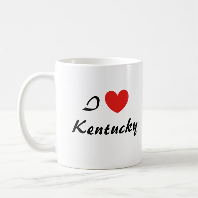 Caneca De Café Adoro Kentucky Heart Typografia Coffee Mug (Esquerda)
