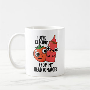 Caneca De Café Adoro Ketchup Da Minha Cabeça Tomates Comida Pun