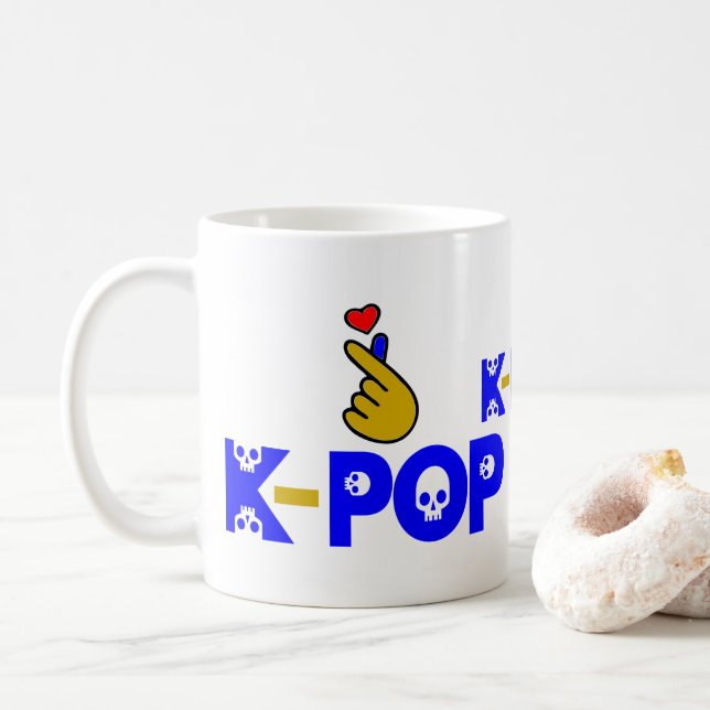 Caneca De Café ♥ Adoro KPop Branco clássico fabuloso (Com Donut)