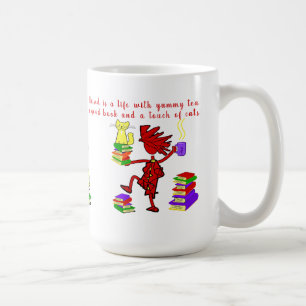 Caneca De Café Adoro Livros Tea Cats Coffee Mug