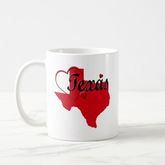 Caneca De Café Adoro Mapa do Texas Hearts (Esquerda)