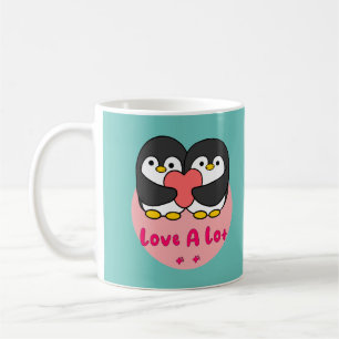 Caneca De Café Adoro muito pinguins bonitinhos Kawaii segurando c